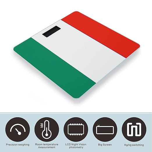 Digital Bathroom Scale for Body Weight Scale with Bright LCD Display High Accuracy Step-On Technology Auto On/Off Italy Flag Digital Scales 400 Lbs /180kg