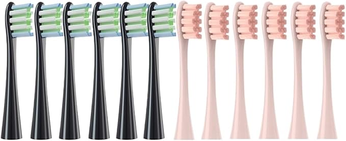 4/12 Pcs Replaceable Brush Heads Suitable Compatible for Oclean X/X PRO/ Z1/ F1/ One/Air 2 /SE Sonic Electric Toothbrush Refills(6black6pink)