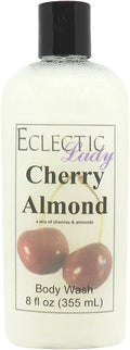 Eclectic Lady Liquid Pearl Body Wash - Cherry Almond Scent 3-in-1 Use For Bubble Bath Hand Soap &amp Body Wash Phthalate-Free Cherry Almond Fragrance Handcrafted in USA (8 oz)