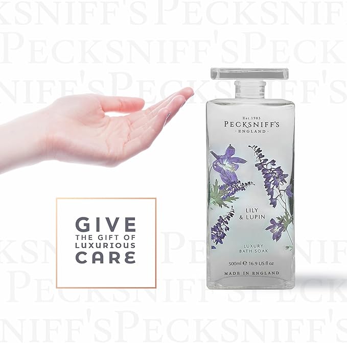 Pecksniff's Lily &amp Lupin Bath Soak Decanter | 500ml/16.9 Fl Oz