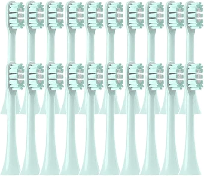20/50/100PCS Copper Free Replaceable Brush Heads Compatible for X3/X3U/X5 Soft Bristle Mint/VanGo Green Sonic Nozzles No Metal(20MintGreen)