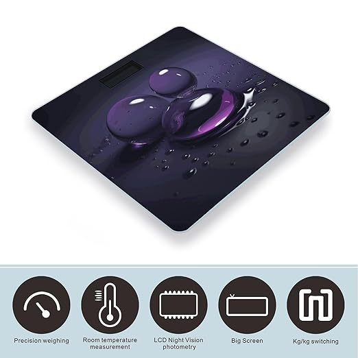 Water Droplets Scale for Body Weight Anti-Slip Digital Bathroom Scale Sturdy Toughened Glass Weighing Scales High Precision Safe Rounded Corners Smart Scales