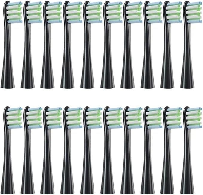 10/20X Replacement Brush HeadsCompatible for OcleanX/X PRO/ Z1/ F1/ One/Air 2 /SE Sonic Electric Toothbrush Soft Dupont Bristle Nozzles(20pcs Black)