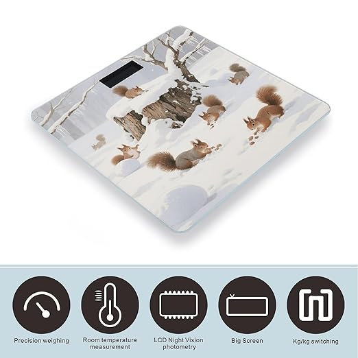 Squirrel Bathroom Scale for Body Weight Bathroom Digital Electronic Weighing Scale with Back Lit LED Display Sturdy Tempered Glass Weight Watchers Scales 400lb