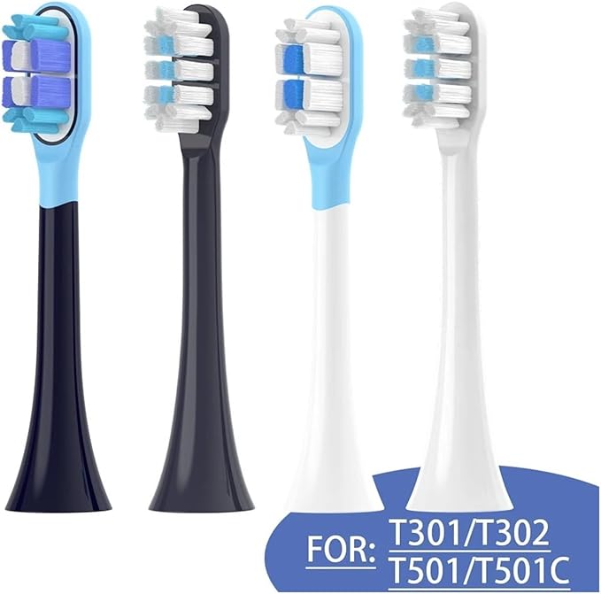 Replacement Toothbrush Heads Compatible for T301/T302/T501 Sonic Electric Tooth Brush Soft Bristle Nozzles with Packaging(8 PCS White)