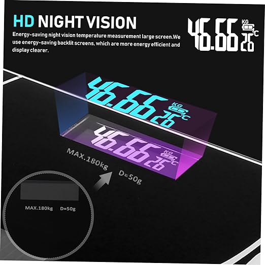 Baluue Practical Digital Body Weight Scale with USB Charging and Solar Power Accurate Fat and Bmi Measurement Tempered Glass for Monitoring