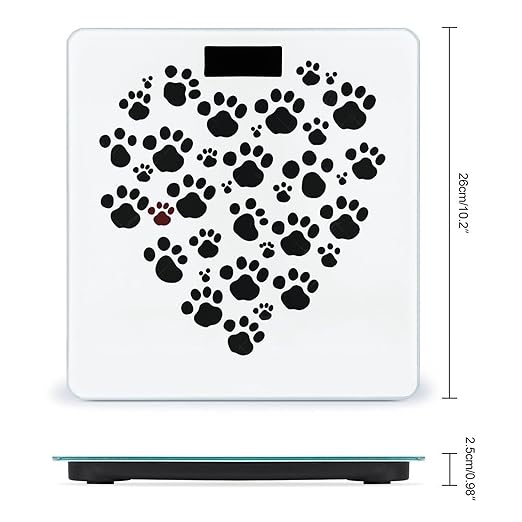 Digital Bathroom Scale for Body Weight Scale with Bright LCD Display High Accuracy Step-On Technology Auto On/Off Dog Paw Print Love Heart Digital Scales 400 Lbs /180kg