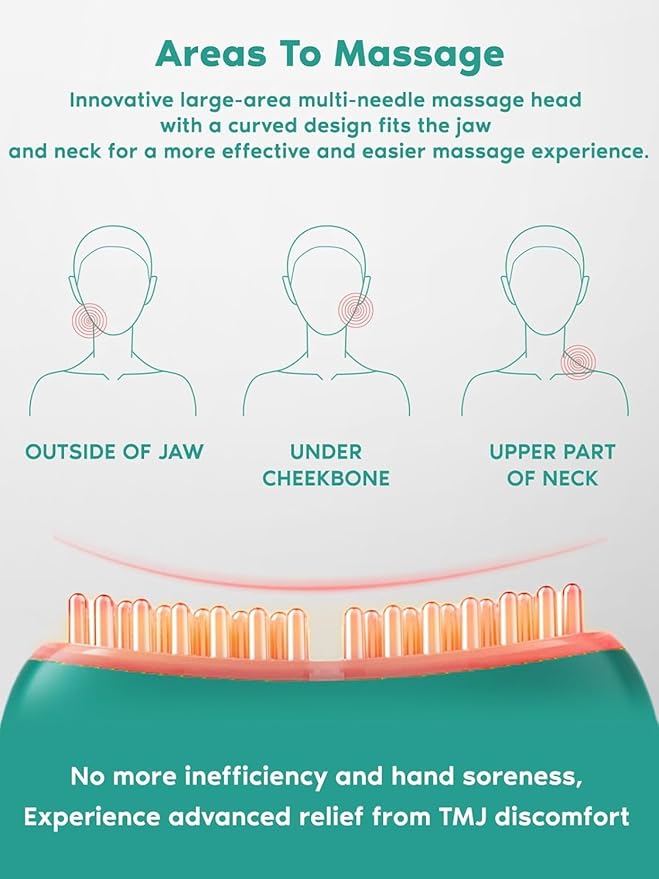TMJ Relief Products Jaw TMJ Relief Massager Vibration and Heating Ergonomic Multi-Needle Design TMJ Massage Tool Effective Jaw &amp Neck Pain Grinding and Clenching Teeth Relief (Green)