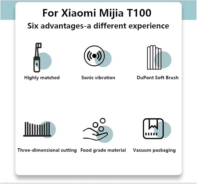 Compatible for MIJIA T100 Replacement Brush Heads Sonic Electric Toothbrush Vacuum Soft Bristle Suitable Nozzles 10Pcs Clean(10Pcs Pink)
