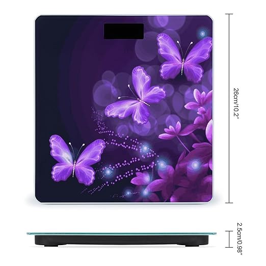 Lovely Purple Scale for Body Weight Accurate Digital Bathroom Scale Toughened Glass High Precision Scales Smart Weight Scales with Large LCD Backlight Display Weighing Machine