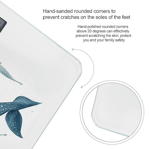 Blue Whale Bathroom Scale Rounded Smart Scale for Body Weight Automatic Power On/Off Weight Scales Accurate Bathroom Digital Scales for Pet Home Bedroom Kitchen