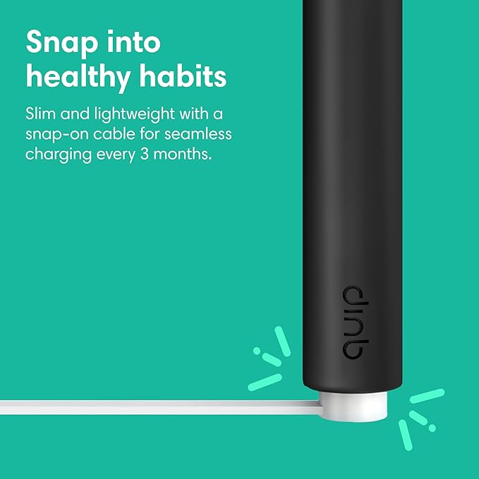 Quip Rechargeable Smart Sonic Toothbrush for Adults - Timed Electric Toothbrush with Bluetooth &amp Rewards App - Replaceable Brush Head Soft Bristles Metal Handle - Travel Toothbrush - All-Black