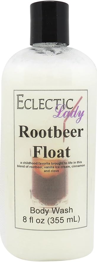 Eclectic Lady Liquid Pearl Body Wash - Rootbeer Float Scent 3-in-1 Use For Bubble Bath Hand Soap &amp Body Wash Phthalate-Free Rootbeer Float Fragrance Handcrafted in USA (8 oz)