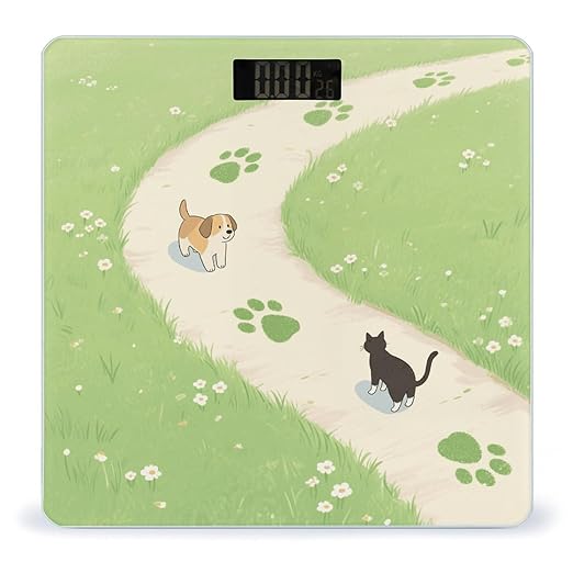 Dog Cat Foot Prints Weight Scale Large Digital Bathroom Scales with Bright LED Display Non Slip Digital Scale and Step On Fashion Weighing Machine for Body