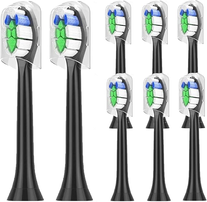 4/8/12/16 Pcs Replacement Toothbrush Heads Compatible for PhilipsSonicare Electric Toothbrush Refills for 1100 2100 4100 5100(8pcs Black)
