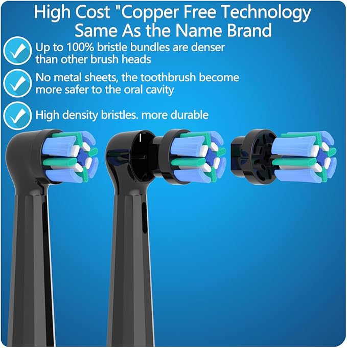 8 Pack Replacement Heads Compatible with Oral B iO Toothbrushes Brush Heads for Oral-B iO 2/3/4/5/6/7/8/9/10/7G Series with Covers Black+White