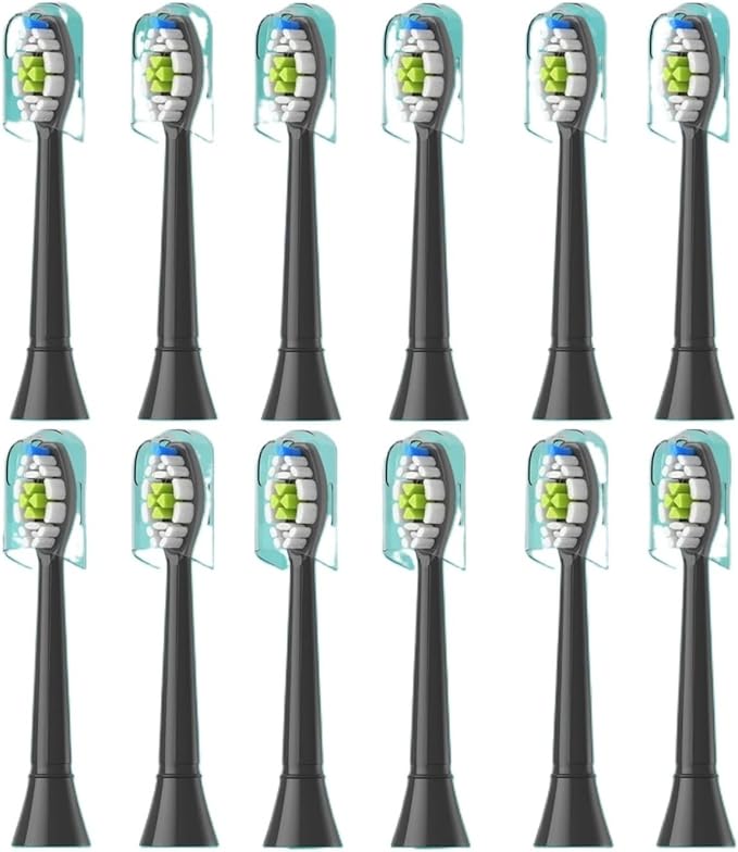 Compatible for 4/8pcs Replacement Toothbrush Heads Compatible with Philips Sonicare Soft Electric Brush Head 4100 6500 6100 7500 5(12pcs Black)