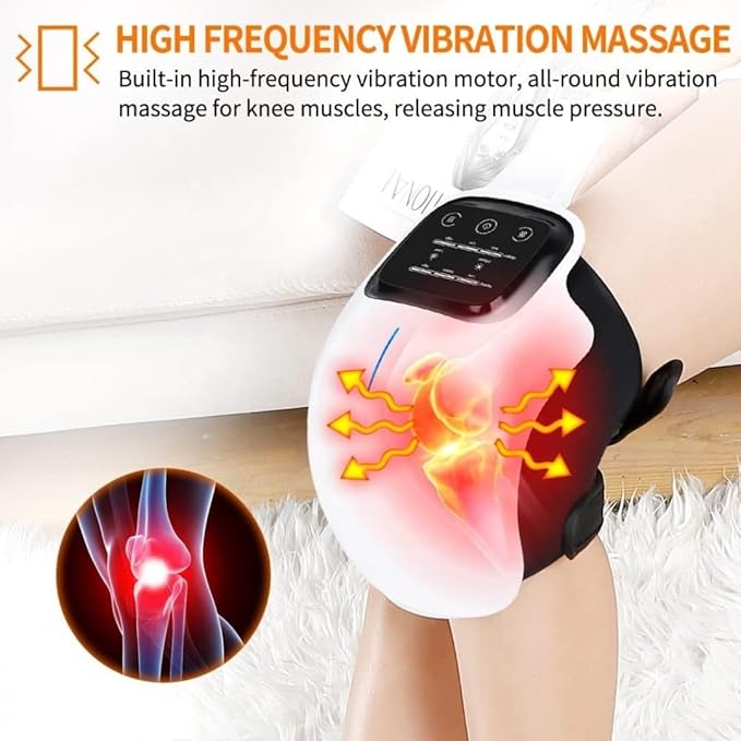 Cordless Knee Massager – Knee Massager with Heat Vibration for Pain Relief Electric Heated Knee Brace with 3 Heat Levels and 3 Massage Mode for Arthritis Injury &amp Recovery Gift for Men Woman