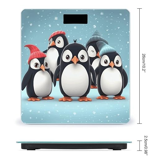 Cute Penguins5 Bathroom Scale Weight Scale for Body WeightHighly Accurate Digital Weighing Machine Clear LED Display Digital Bathroom Body Scale 400lb/182kg