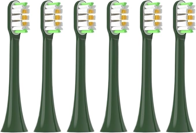 4/6PC Electric Toothbrush HeadsCompatible for SOOCAS Soft Bristle Brush Vacuum Sealed Packed(6VanGoghGreen)