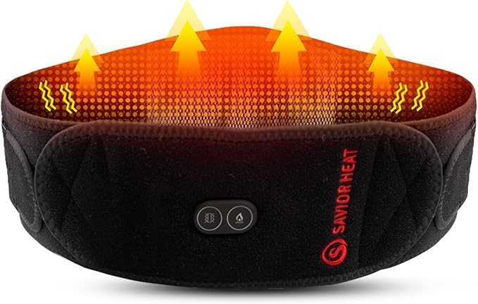 Heating Pad Lower Back Massager Wrap for Back Pain Relief Heated Waist Belt with Vibration Massage 7.4V 4400mah Battery Heat Therapy for Lower Back Lumbar Waist Abdominal Stomach Spine