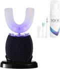 Automatic Toothbrush for Adults - Ultrasonic Electric Toothbrush Rechargeable Waterproof Design with Soft Bristles &amp 30s Timer Wireless Charging Portable Travel &amp Home Use (Black)