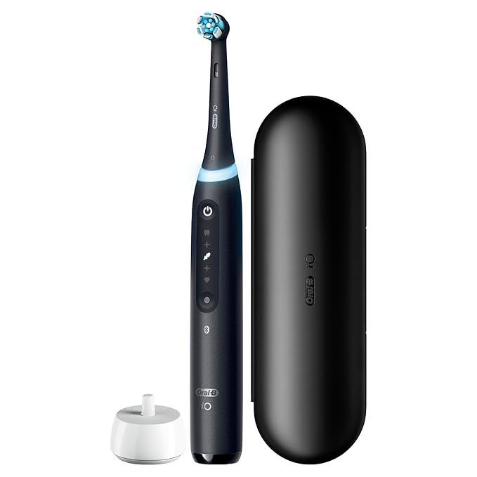 Oral-B Rechargeable Electric Toothbrush iO5 Customizable Clean 5 Cleaning Modes Visual Pressure Sensor to Protect Gums Travel Case Black