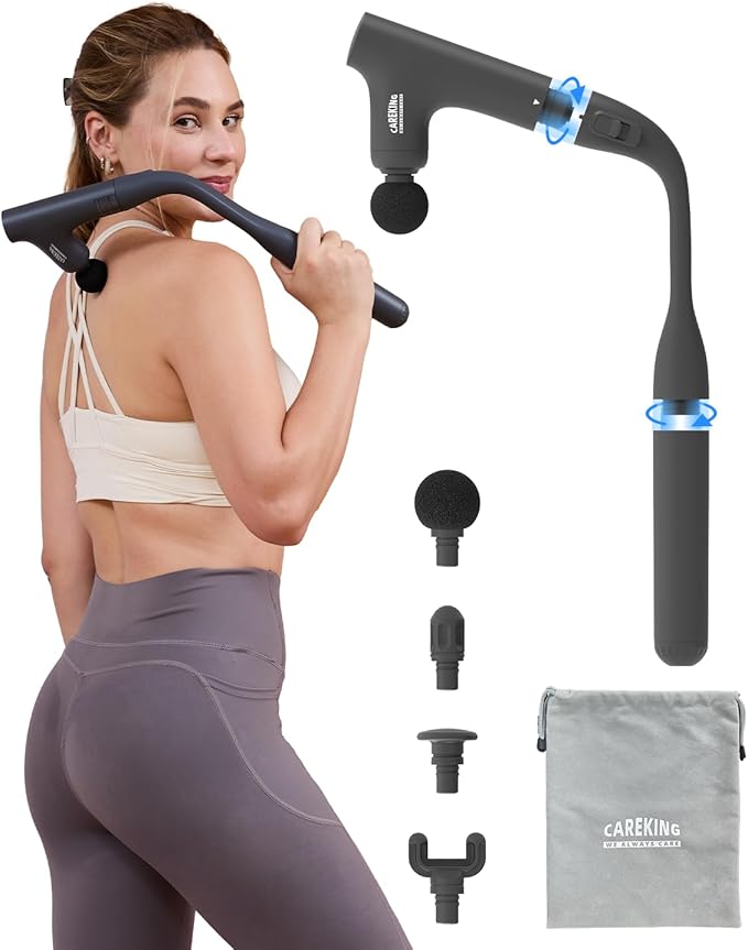 3-in-1 Detachable Massage Gun Deep Tissue Ergonomic Extension Handle Back Massager for Pain Relief Portable Percussion Muscle Massager for Shoulder Thigh Waist &amp Neck FSA-HSA Eligible