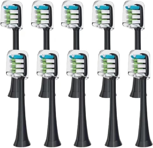 10pcs Replacement Brush HeadsCompatible for SOOCAS X3 X5 V1 X3U Soft Bristle Electric Toothbrush(10pcs Black)
