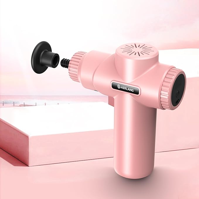 AERLANG Mini Massage Gun-PinkMuscle Deep Tissue Massager Gun Handheld Percussion Massager Portable Quiet Massage Gun with Carry Case for Home Office Gym Motehr Day Gifts for Women Men Her