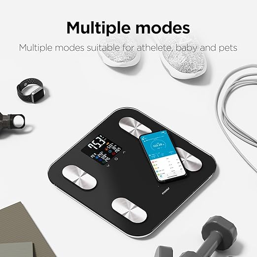 mooas Smart Scale for Body Weight Fat Bluetooth Scale Digital Bathroom Scale with BMI Body Fat Muscle Mass Composition LCD Accurate Wi-Fi Bluetooth Scale for Home Smartphone App 396 lbs (Black)