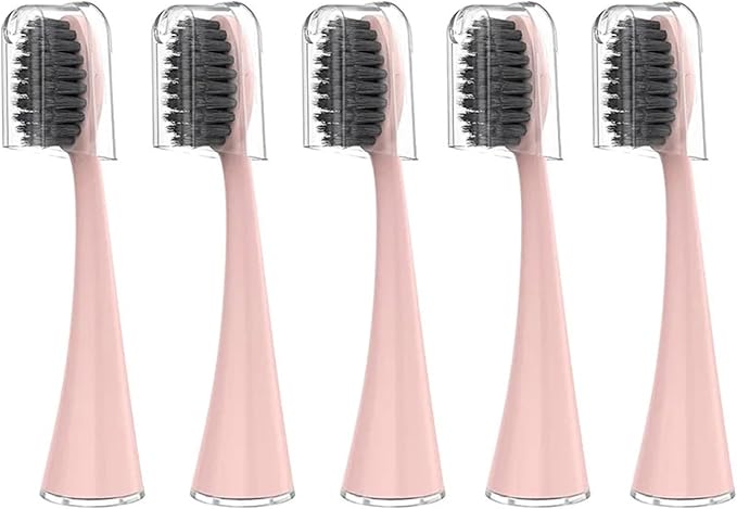 10pcs Replacement Brush HeadsCompatible for Burst Pro Electric Toothbrush(5pcs Pink)