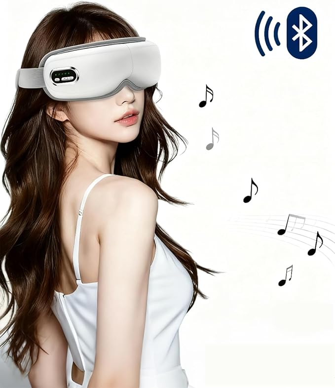 Eye Massager with HeatBluetooth Music Eyes Care Gift with 5 Massage Modes and 180° Folding Heated Eye Mask for Migraines Massages Eyes Muscles Gifts for Friend Loved Ones