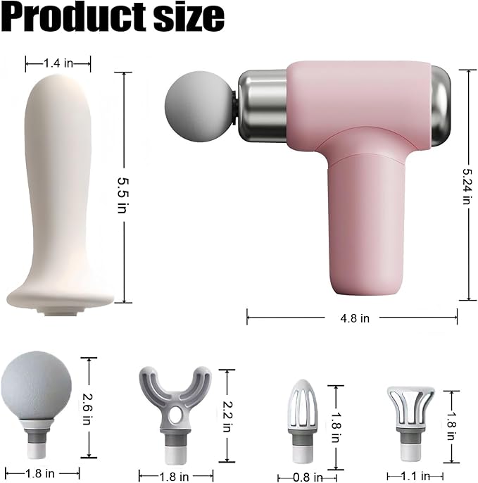 Mini Massage Gun Powerful Fascial Gun Portable Deep Tissue Percussion Muscle Back Head Massager for Pain Relief with 5 Massage Heads High-Intensity Vibration Rechargeable Small Best Gifts for Dad Mom