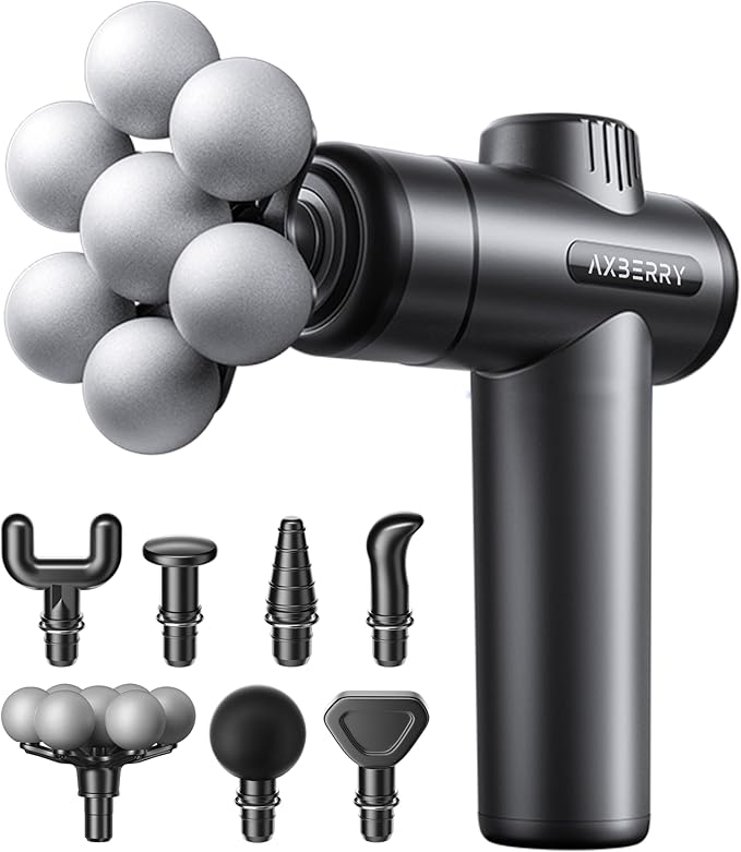 AxBerry Massage Gun Deep Tissue Body Massager Percussion Massage Gun Handheld Massage Gun for Back Shoulder Muscle Pain Relief Portable Quiet Professional Muscle Gun Mini Massager