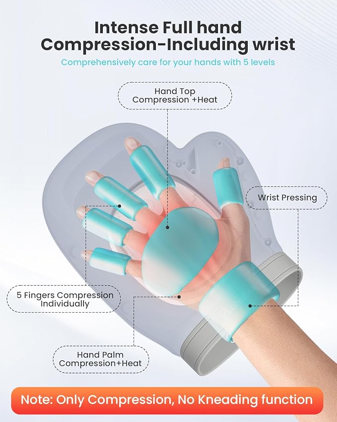 COMFIER Cordless Hand Massagerwith Heat and Compression Updated Bigger Electric Hand Massage for Arthritis and Carpal TunnelWrist Massage Used at HomeOffice for WomenMenBlue