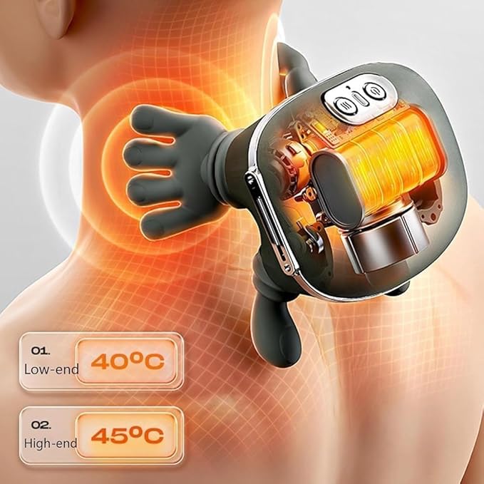 Neck Massager with Heat - Shiatsu Neck and Back Massager with Fingers Electric Hand Massagers for Muscles for Pain Relief deep Tissue for Home Office Travel