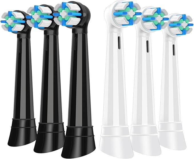 6 Pcs IO Replacement Heads Compatible with Oral B IO 2/3/4/5/6/7/8/9/10 Series Electric Toothbrush Toothbrush Heads Compatible with Oral B IO Comes with Hygienic Cap (Black/White)