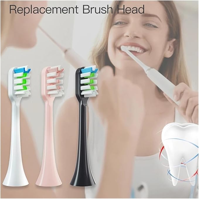 6PCS Compatible for Xiaomi SOOCAS X3 X5 X3U X1 V1 V2 Replacement Head Bristle Sonic Electric Nozzles with Anti-dust Cap(6PCS Pink)