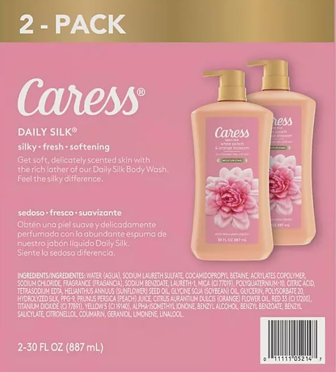 Caress Daily Silk Hydrating Body Wash White Peach &amp Orange Blossom (30 fl. oz 2 pk) Pink