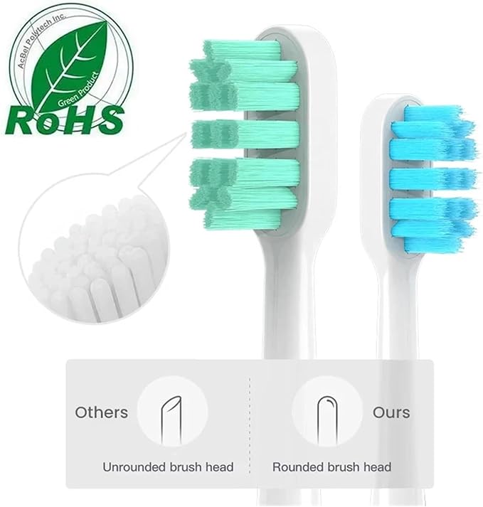 4pcs Replacement Brush HeadsCompatible for Xiaomi Mijia T300 T301 T500 Sonic Toothbrush Head Soft Bristle Nozzles(3)