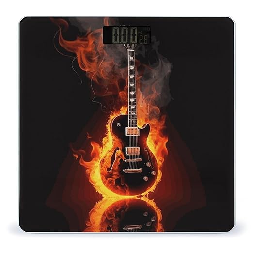 Fire Guitar Weight Scale Digital Electronic Scales Bathroom Scale Larg LCD Backlight Display High Precisio MeasurementsTempered Glass