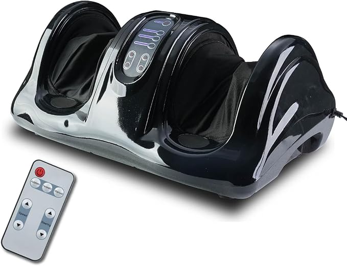 Premium Shiatsu Foot Massager with Remote Control Deep Kneading Rolling &amp Heat Therapy for Feet Ankles &amp Legs Plantar Fasciitis &amp Neuropathy Pain Relief Gift for Men/Women/Parents (Bl