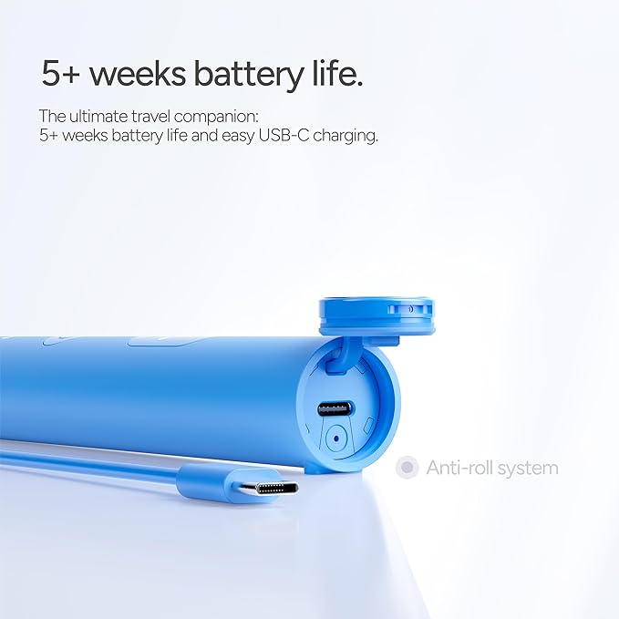 ORDO Lite Sonic Toothbrush Electric Toothbrushes with 35000 Pulses Per Min Dual Modes Over 5 Weeks Battery Smart Timer Waterproof USB C Sky