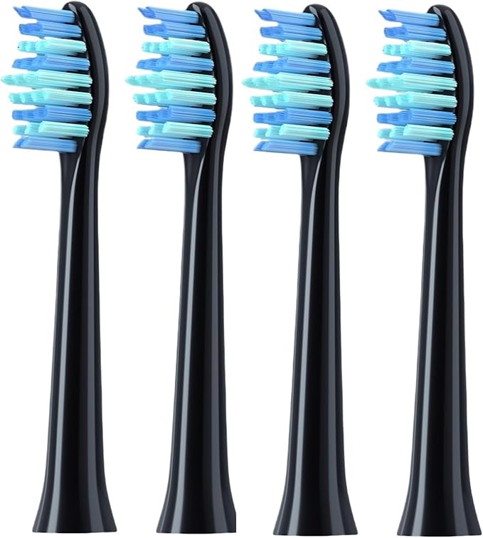 4 Pcs Replacement Brush Heads Compatible for HiLink Lebooo Toothbrush Head Teeth Cleaner(Black B)