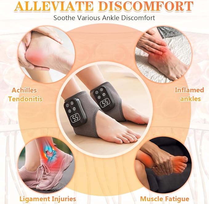 Foot Advanced Renew Triple Method Massager with 5 Vibration Modes and 6 Heat Levels Suitable for Reduce Fatigue and Plantar Fasciitis Travel &amp Home Use（Grey 2pcs）