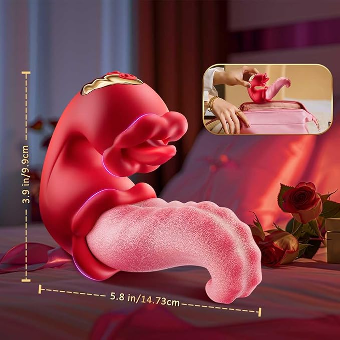 Dual Stimulation Adult for Women 10 Frequency Thrusting Stimulation Modes with Strong Suction Cup for Hands Free Play Automatic Electric Machine Tool for Women Pleasure (Red1)