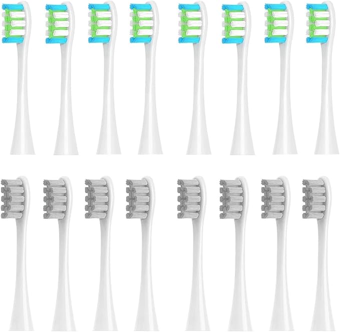 16pcs Replacement Brush HeadsCompatible for X/Pro/ Z1/ SE F1 PW01/03/05/07/09 P5(16 (2 Colors))