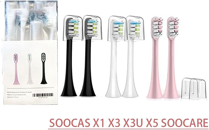 16Pcs Replacement Brush Heads Compatible for SOOCAS X3 X1 X5 Electric Toothbrush Bristle Sealed Packed(Black16)
