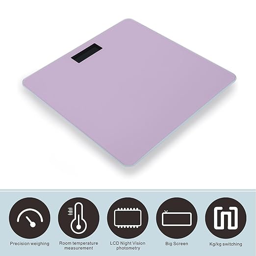 Women's Digital Bathroom Weighing Scale Automatic Switch Energy Saving Scale Smart Scale for Body Weight Light Purple